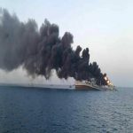 آتش گرفتن کشتی عراقی در آب‌های خلیج‌فارس